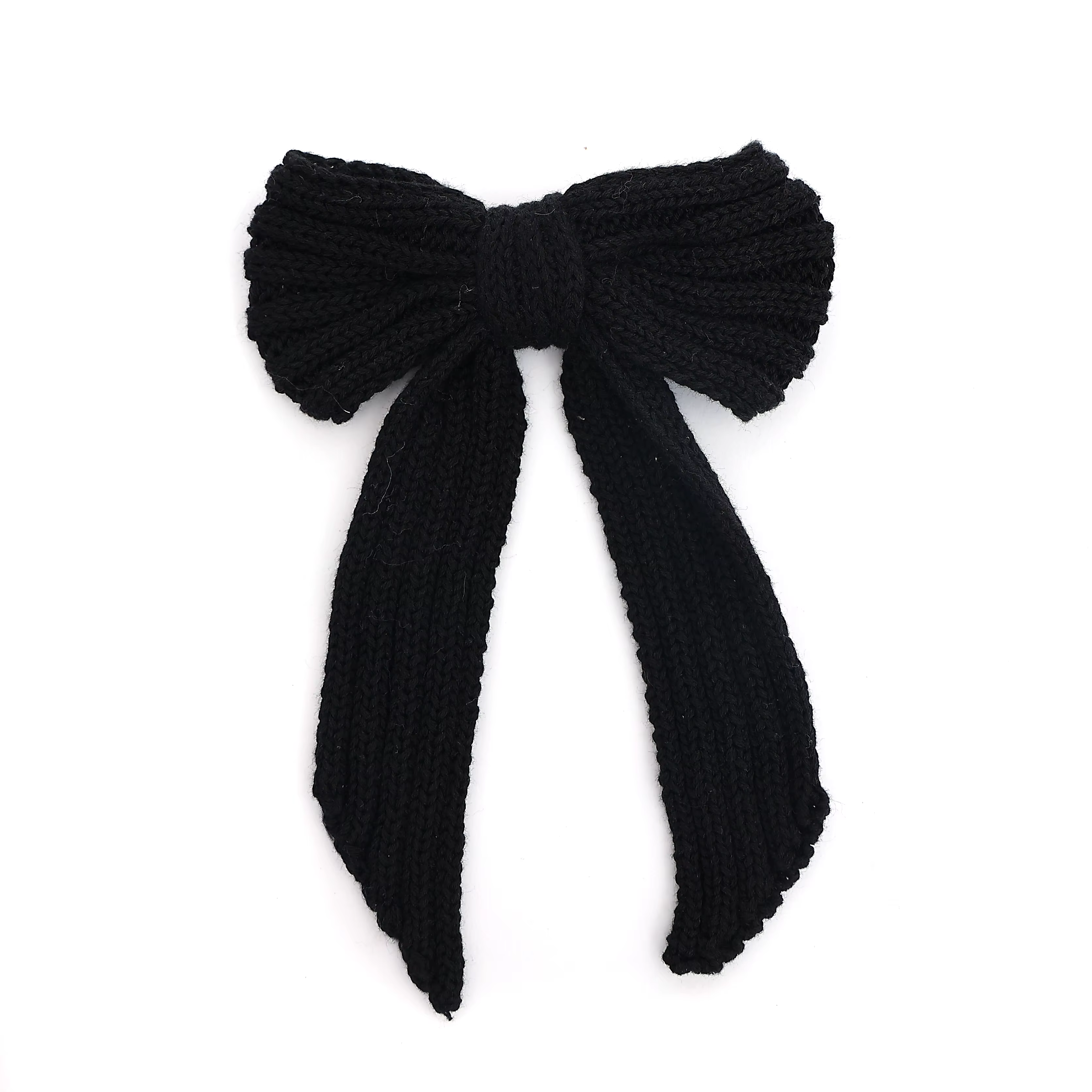 Black Floral Velvet Bow Headband Medium Hair Clip