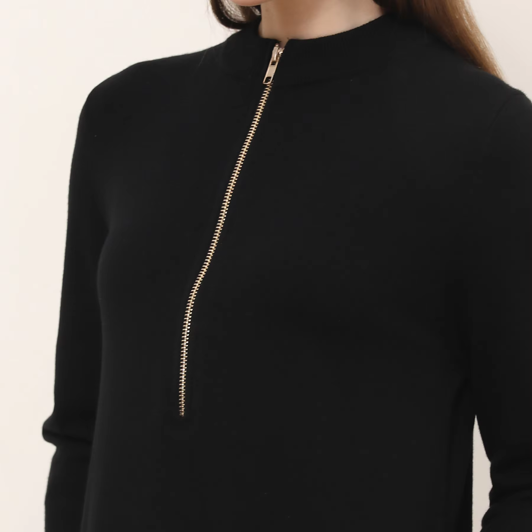 Half-Zip Knit Maxi Dress