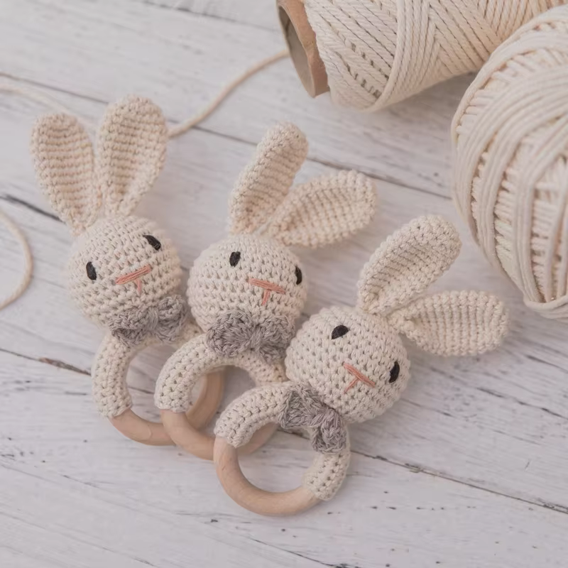 Crochet Bunny Rattle Teether