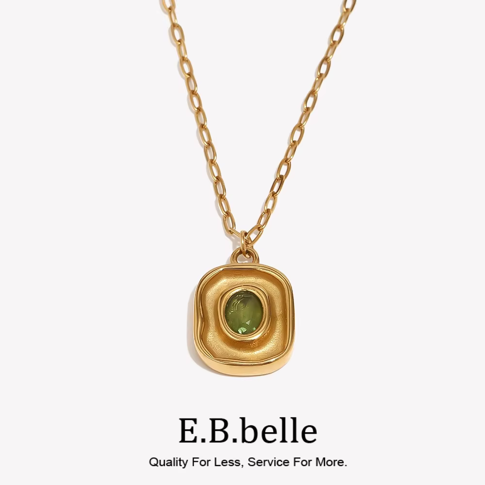 E.B.belle Green Zircon Paperclip Necklace – Lilvelle jewellery edit