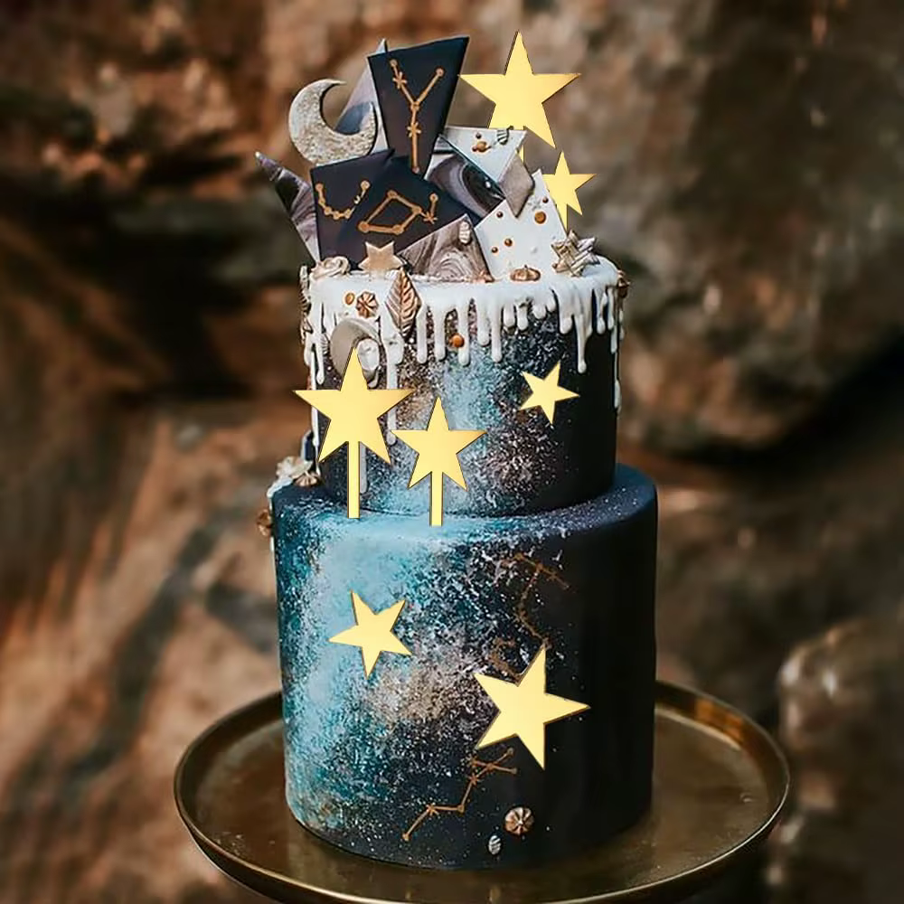 Gold Star Cake Toppers