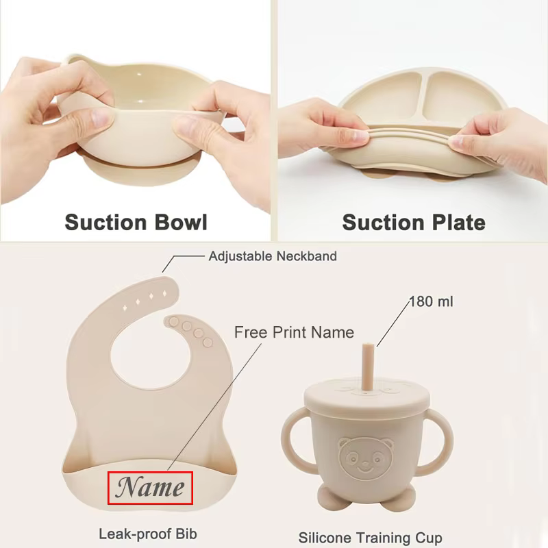 Personalised Silicone Baby Feeding Set