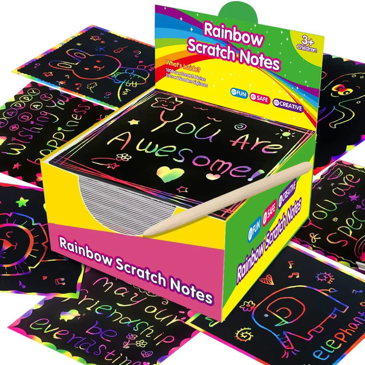 Rainbow scratch art paper (100 pcs) – Lilvelle Chanukah gift guide