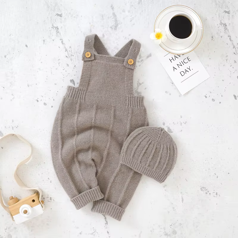 Knitted Romper & Bonnet Set