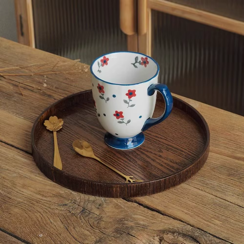 Vintage Round Wood Tray