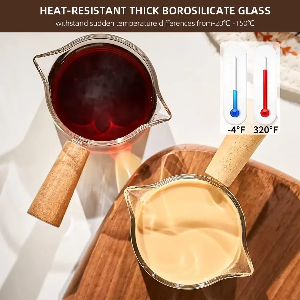 Wood Handle Glass Pouring Jug