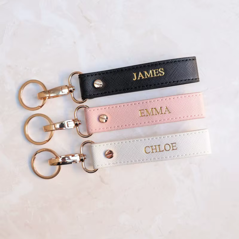 Personalised Faux-Leather Name Keychain