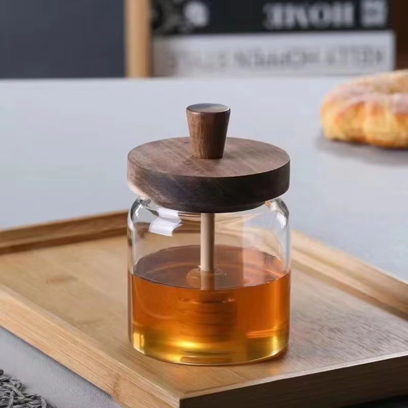 Wide Mouth Glass Storage Bottles with Dipper And