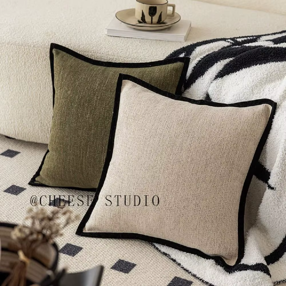 French-Style Bordered Cushion Cover