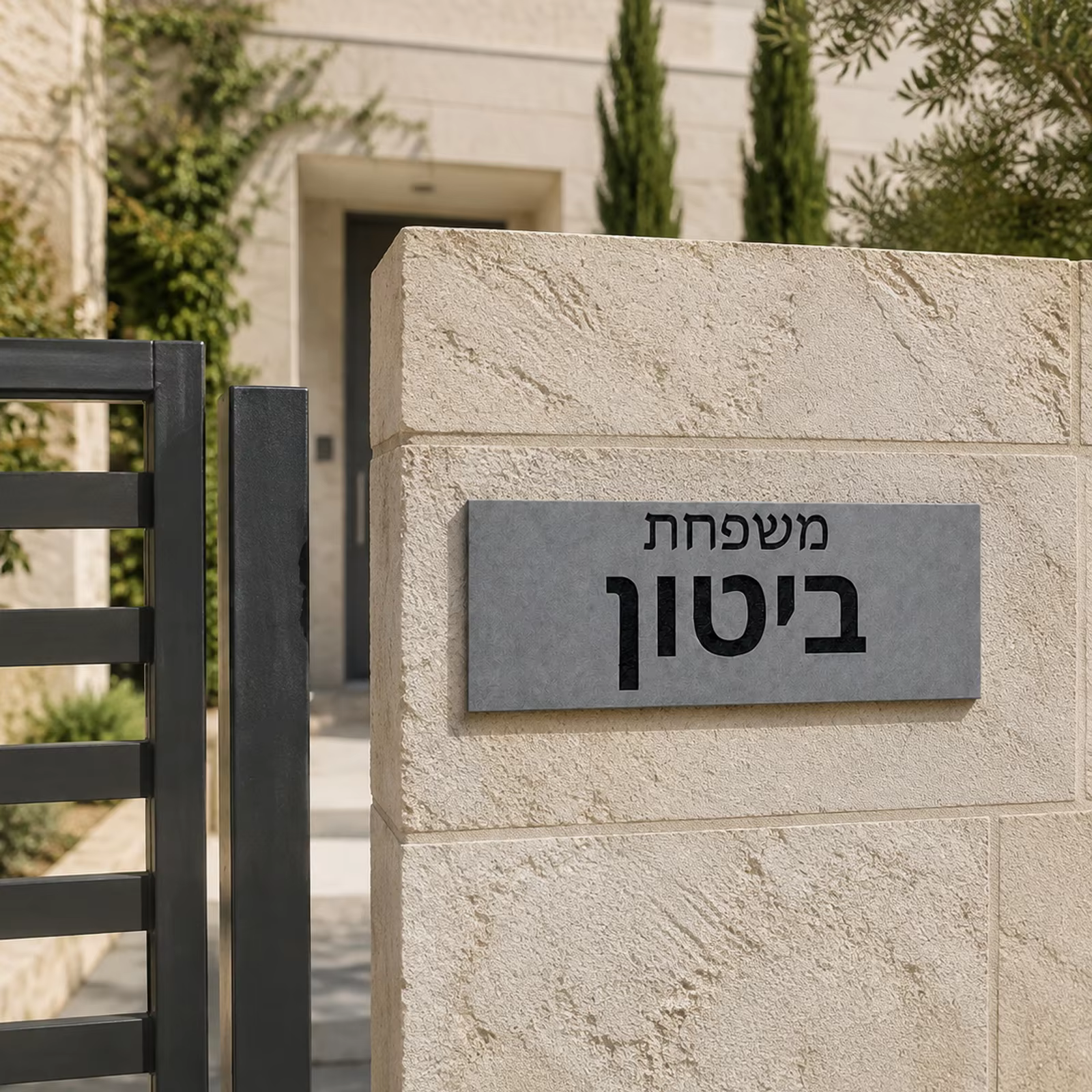 Large Hebrew House Sign with Name & Number