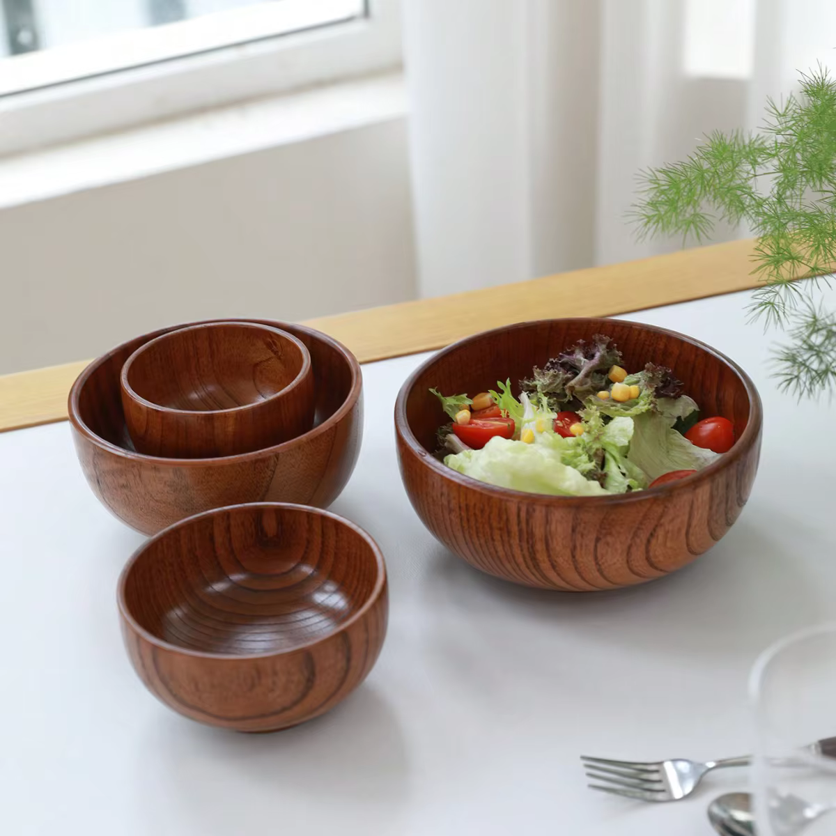 Solid Wood Stackable Bowl