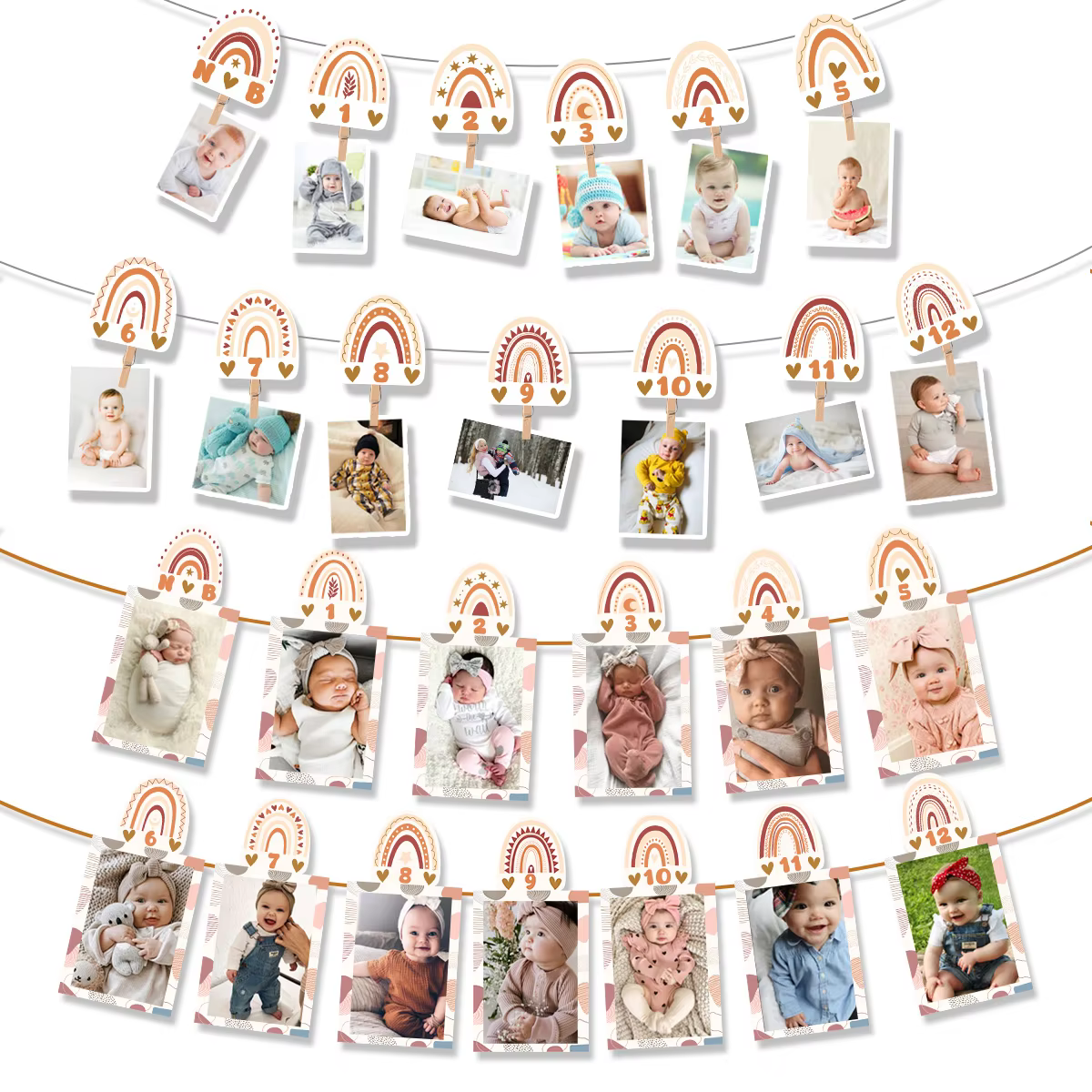 Boho Rainbow Monthly Photo Banner
