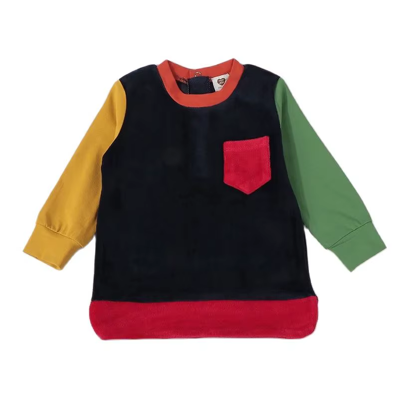 Contrast Velour Pocket Kids' Long-Sleeve Top from Bloom Family Fashion on AliExpress