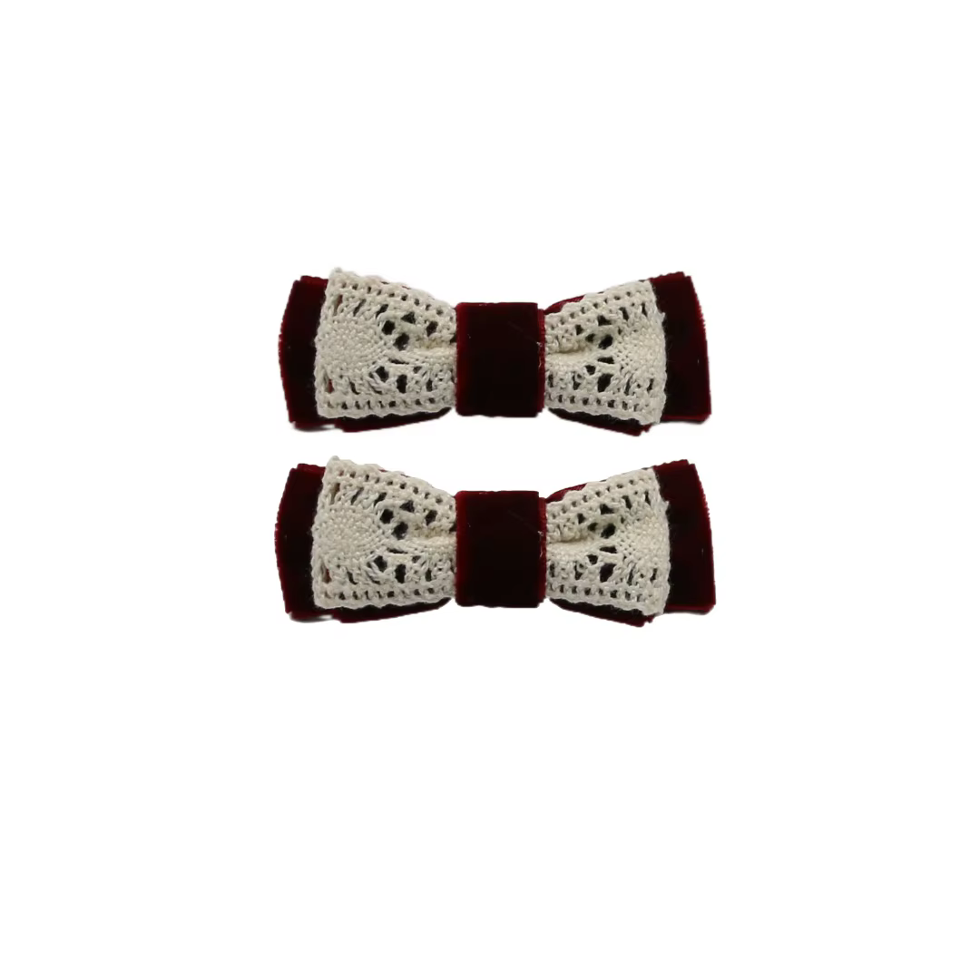 Lace Velvet Bow Headband Mini Hair Clip