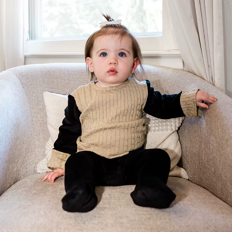 Cotton Velour Baby Footie Romper from Bloom Family Fashion on AliExpress