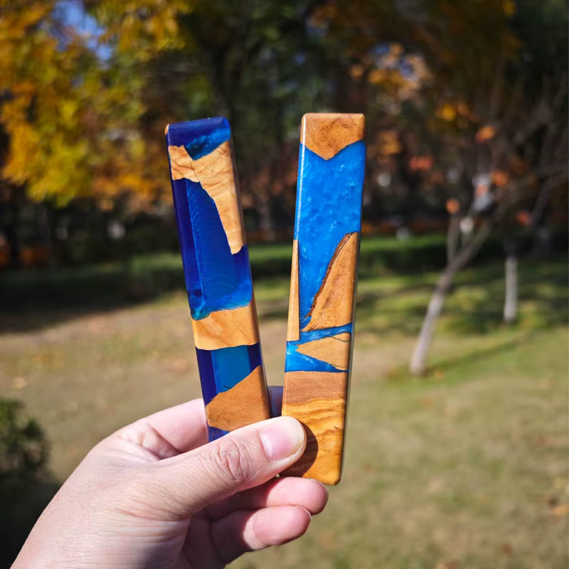 Mini Olive Wood & Resin Mezuzah Case