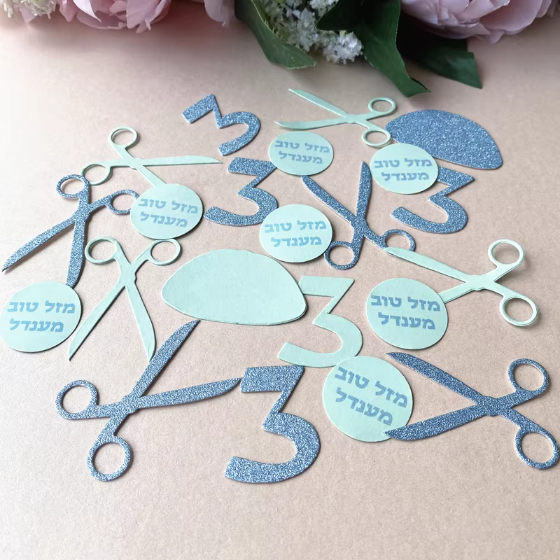 Personalised Upsherin Name Confetti – Black & Blue