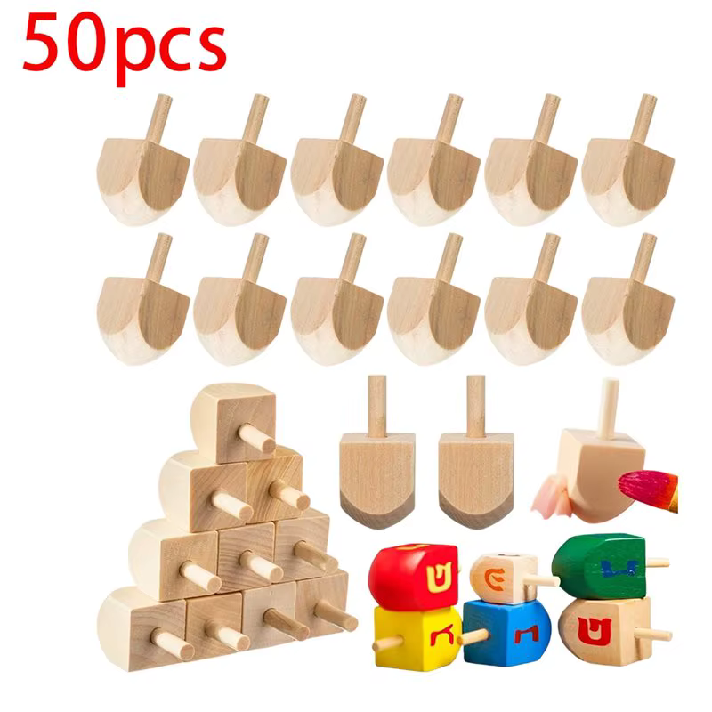 Wooden Dreidel Craft Shapes (50)