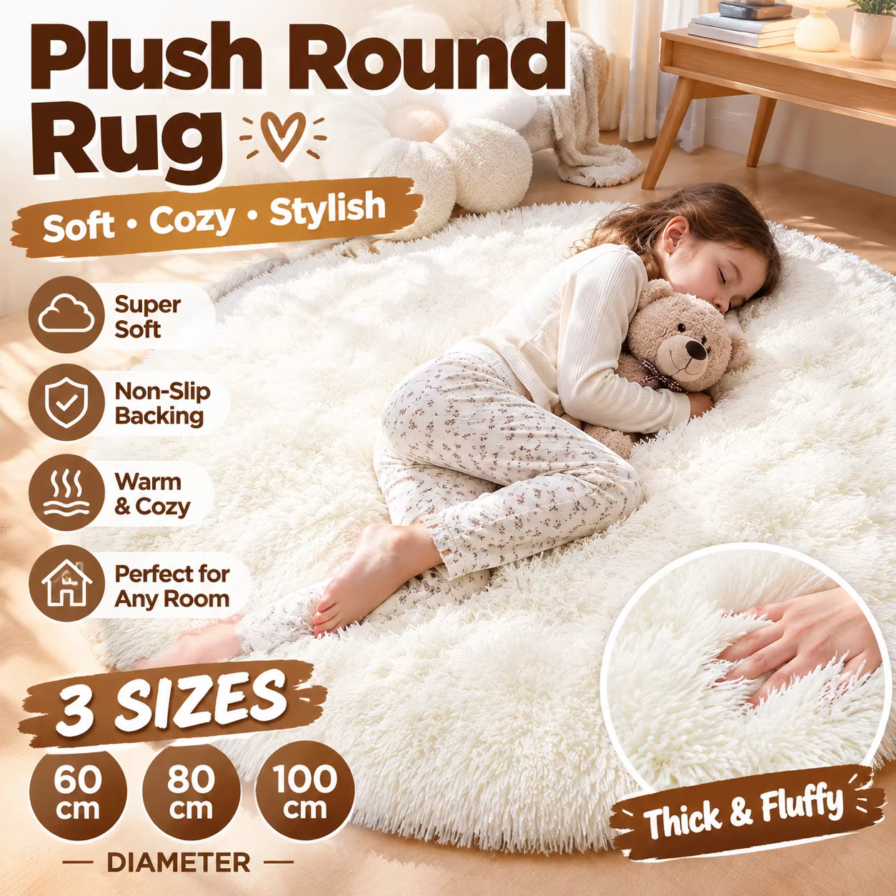 Cloud-Soft Round Fluffy Rug