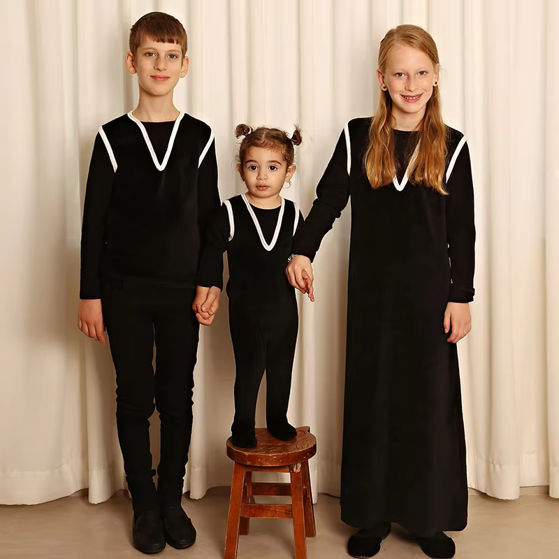 Black & White Velour Contrast Baby Footie Romper from Bloom Family Fashion on AliExpress