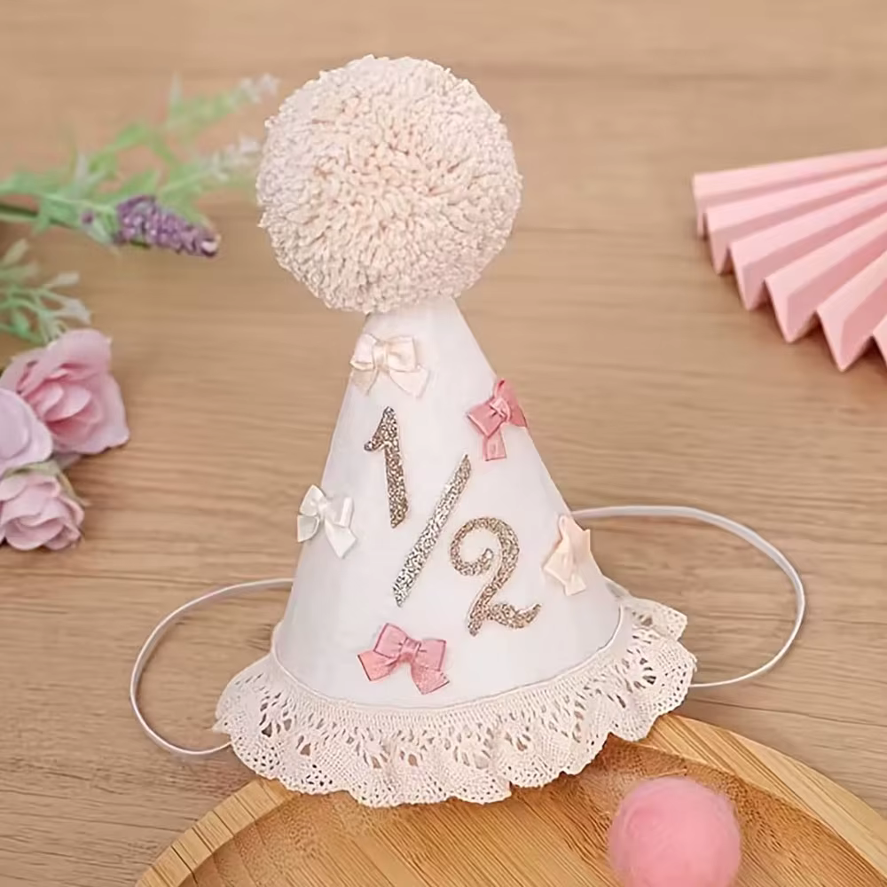 Pink Lace Bow Birthday Hat