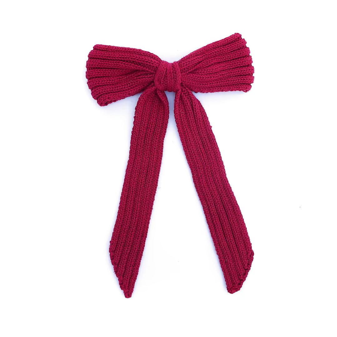 Wine Floral Velvet Bow Headband Large Hair Clip