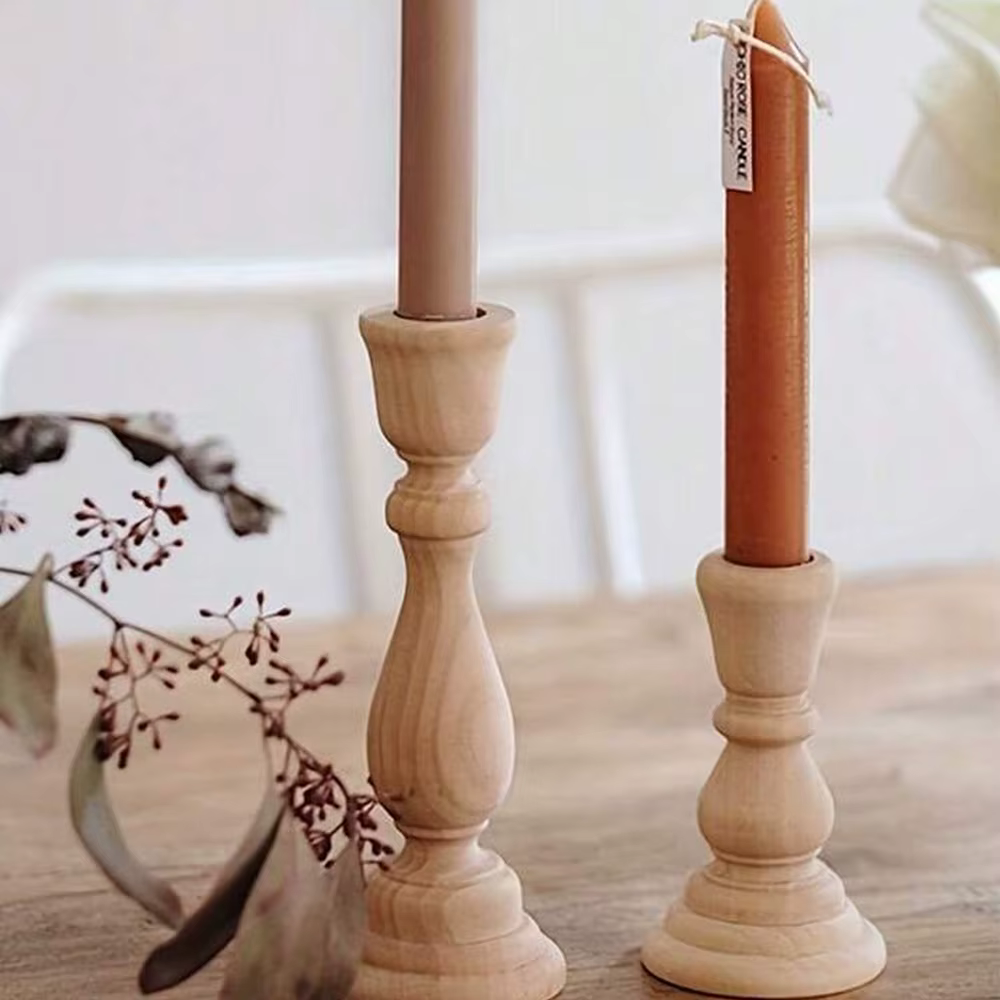 Unfinished Wood Candlestick Holders