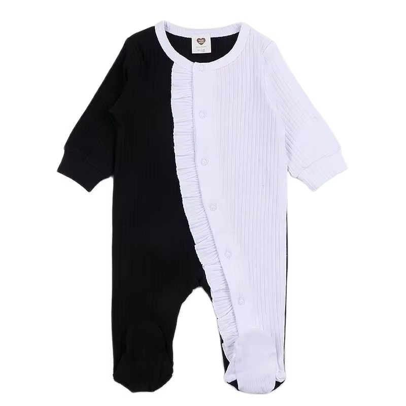 Ribbed Contrast Baby Footie Romper – Style 1 from Bloom Family Fashion on AliExpress