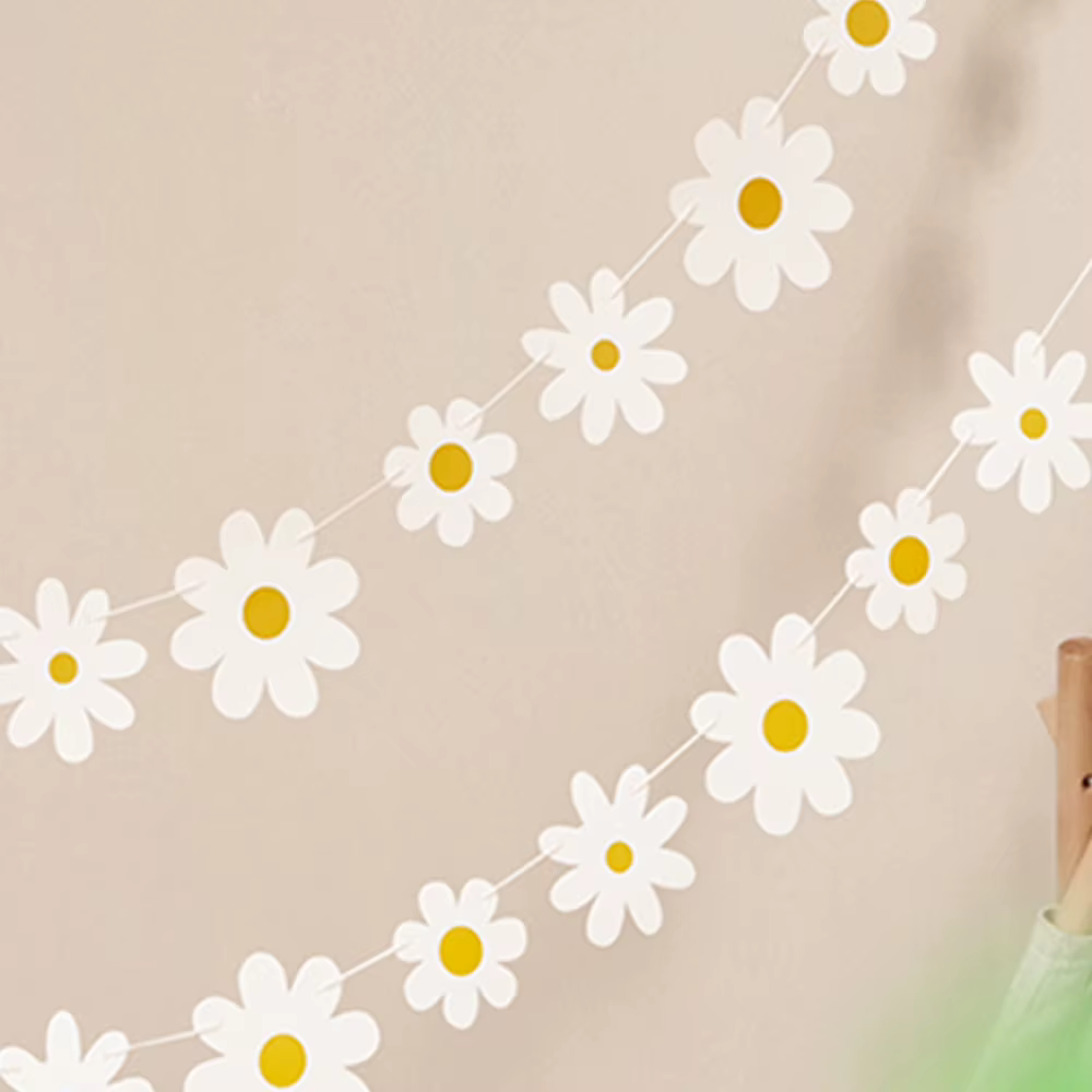 White Daisy Floral Banner