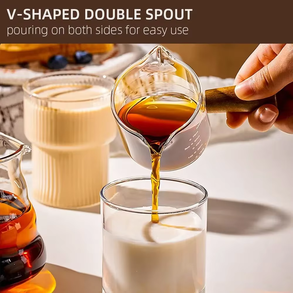 Wood Handle Glass Pouring Jug