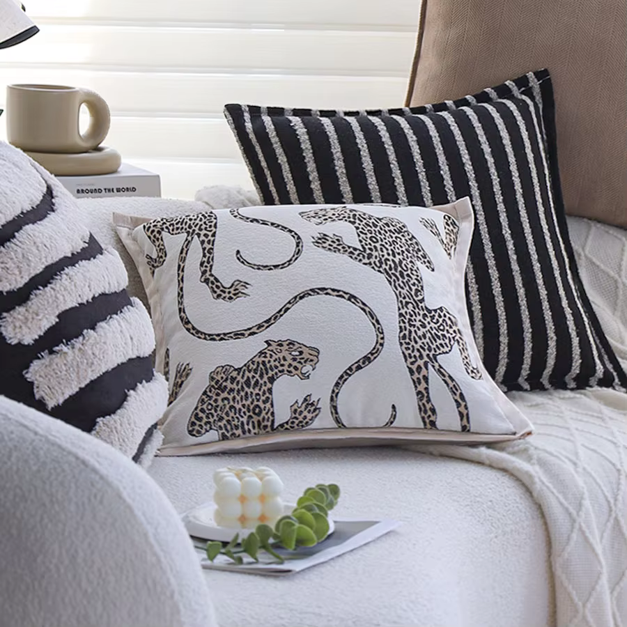 Leopard Jacquard Cushion Cover
