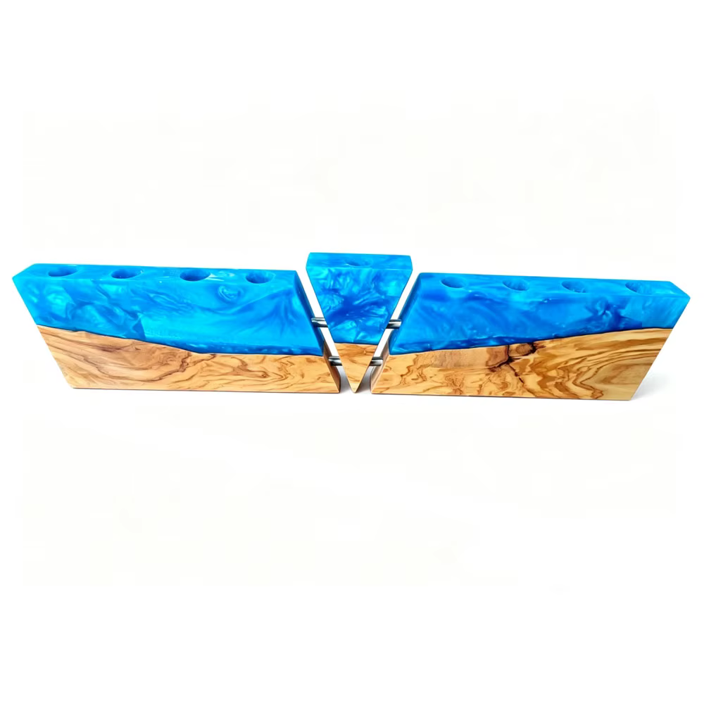 Olive Wood & Resin Chanukah Menorah