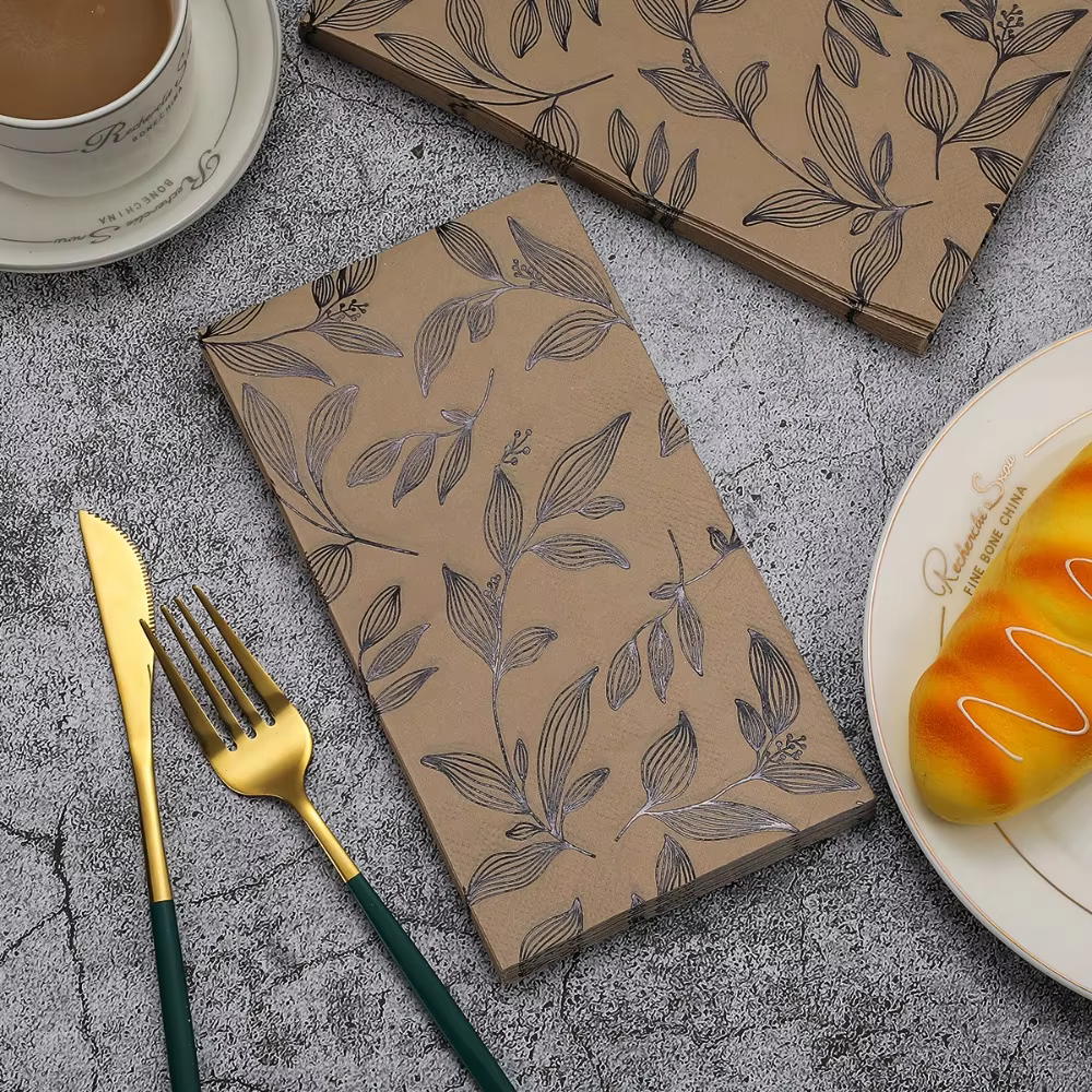 Gold-Foil Leaf Paper Napkins – 40 Pack