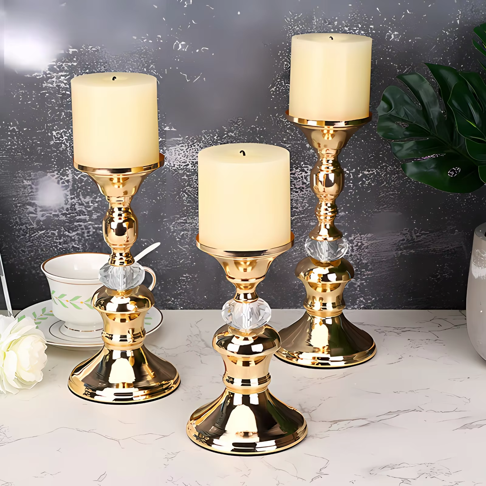 Gold Pillar Candle Holders