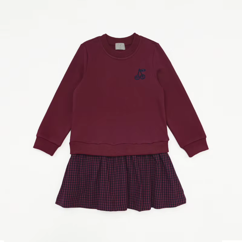Checked Charm Maroon Sweat Dress – Ali & Co Checked Charm AW26