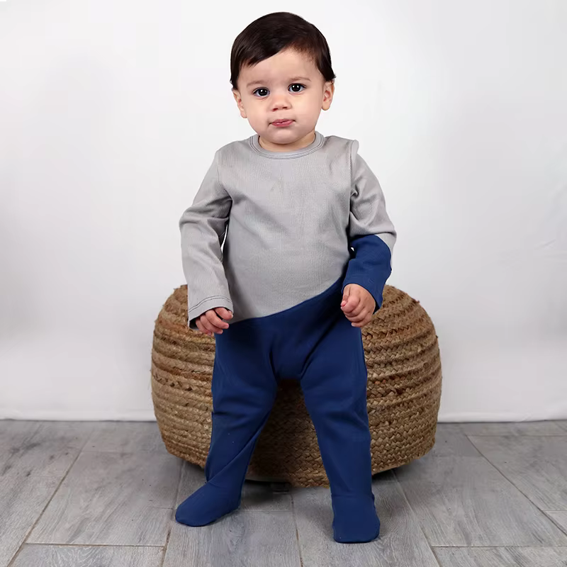 Ribbed Contrast Baby Footie Romper – Style 2 from Bloom Family Fashion on AliExpress