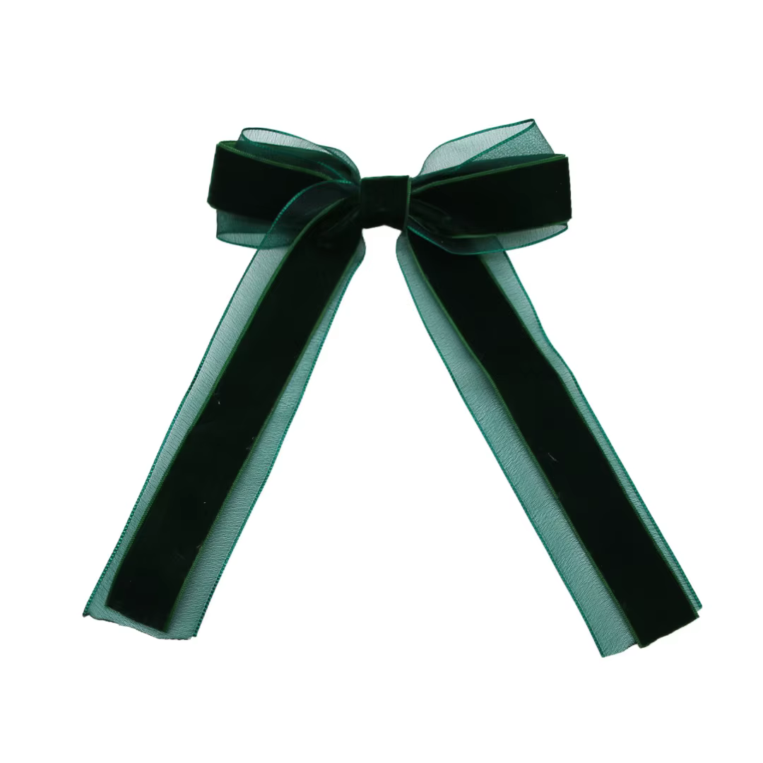 Dark Green Velvet Bow Headband Large Hair Clip