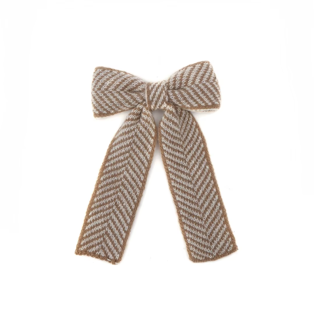 Checkered Knit Headband Large Hair Clip