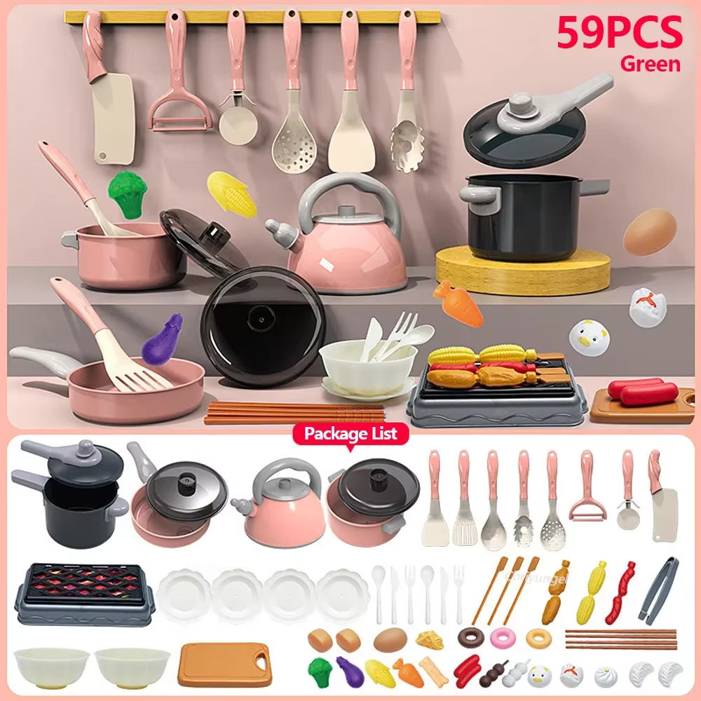 Play Kitchen Accessories Set (59 pcs) – Pink