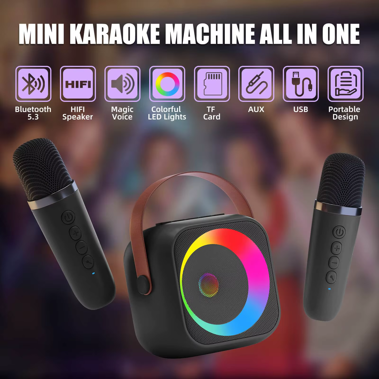 Portable Karaoke Machine – Pink, 1 mic — image 4