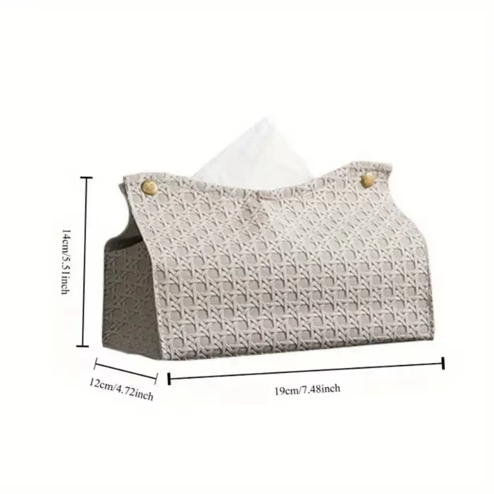 Buttoned Faux-Leather Tissue Box Cover — image 2