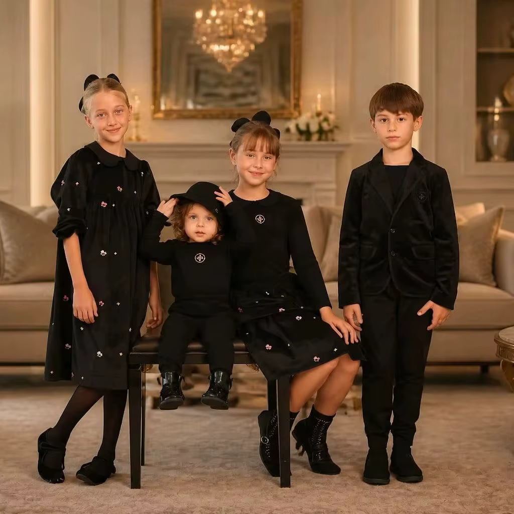 Black Floral Velvet AW26 family matching collection – Ali Mali