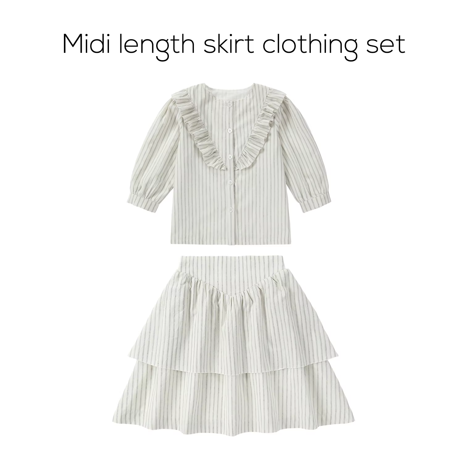 Santorini Stripe Collection – Midi Skirt Set