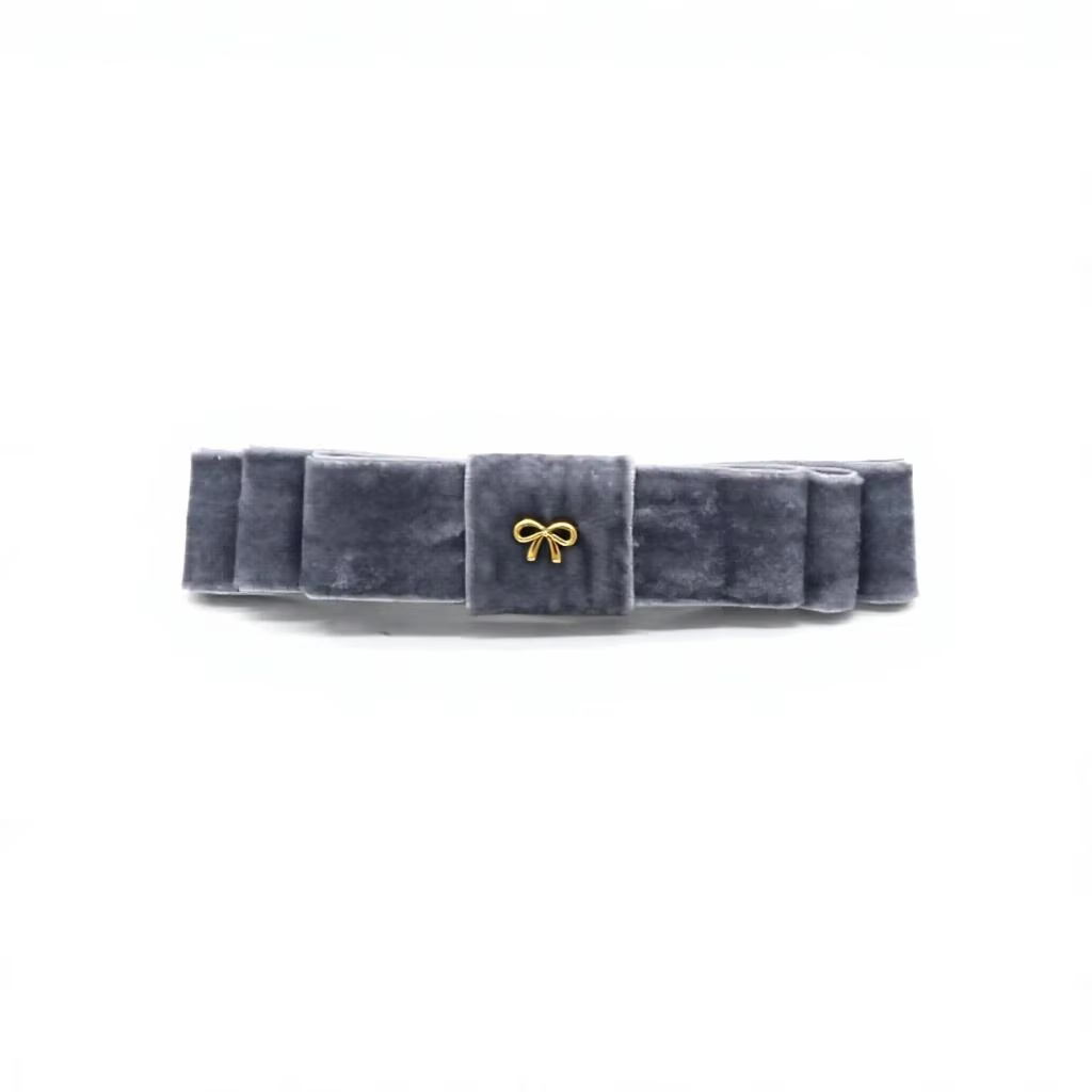 Grey Velvet Bow Clip – Ali Picks AW26