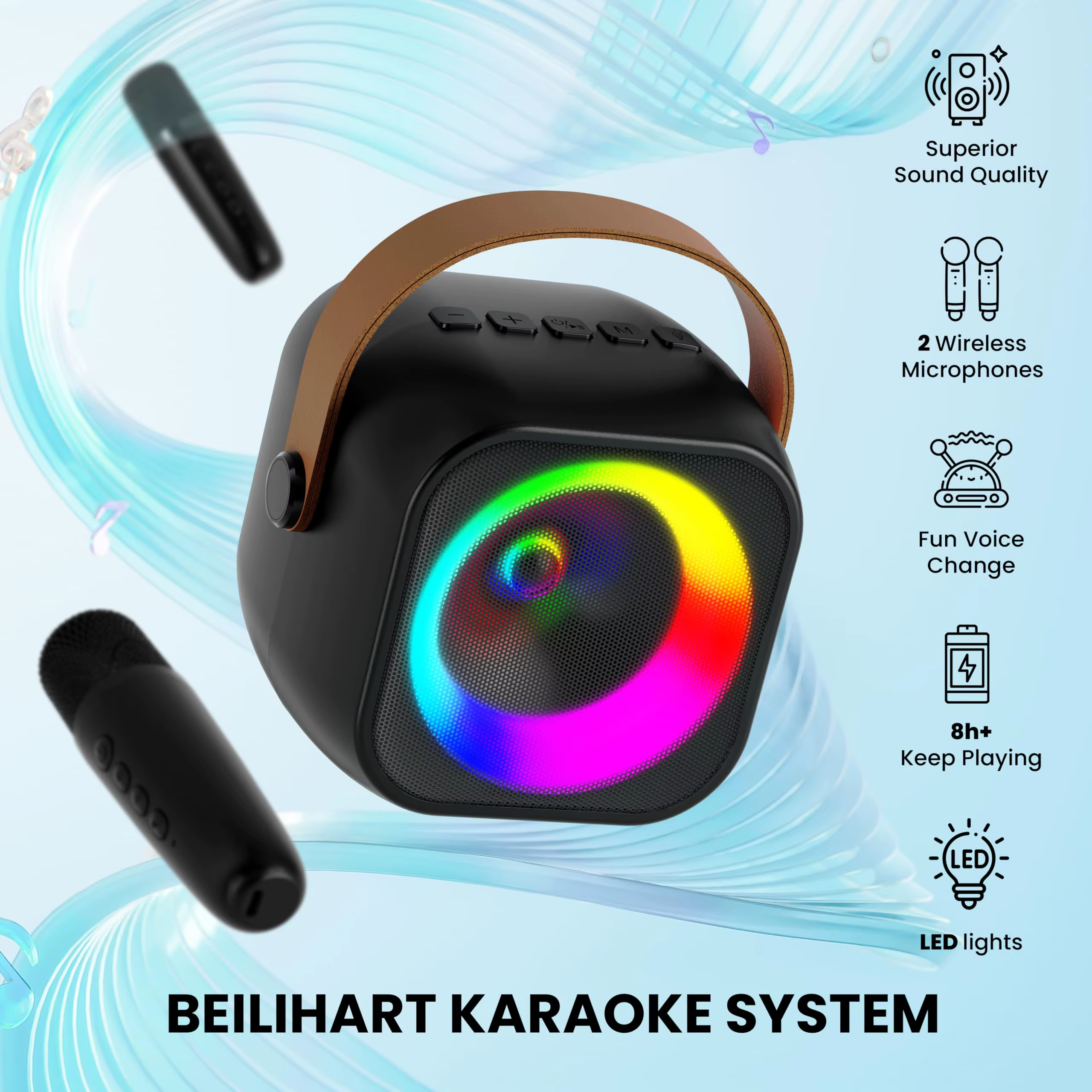 Portable Karaoke Machine – Pink, 1 mic — image 5