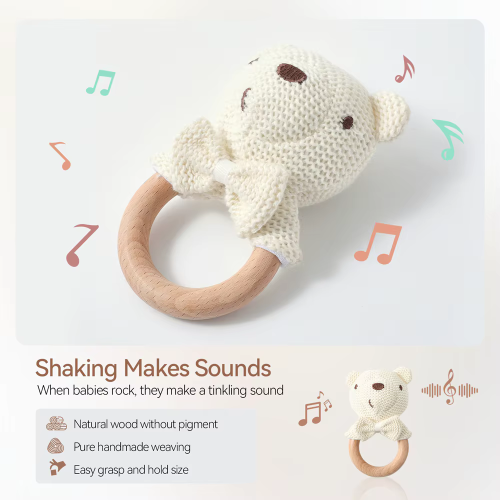 Crochet Bear Wooden Rattle — image 3
