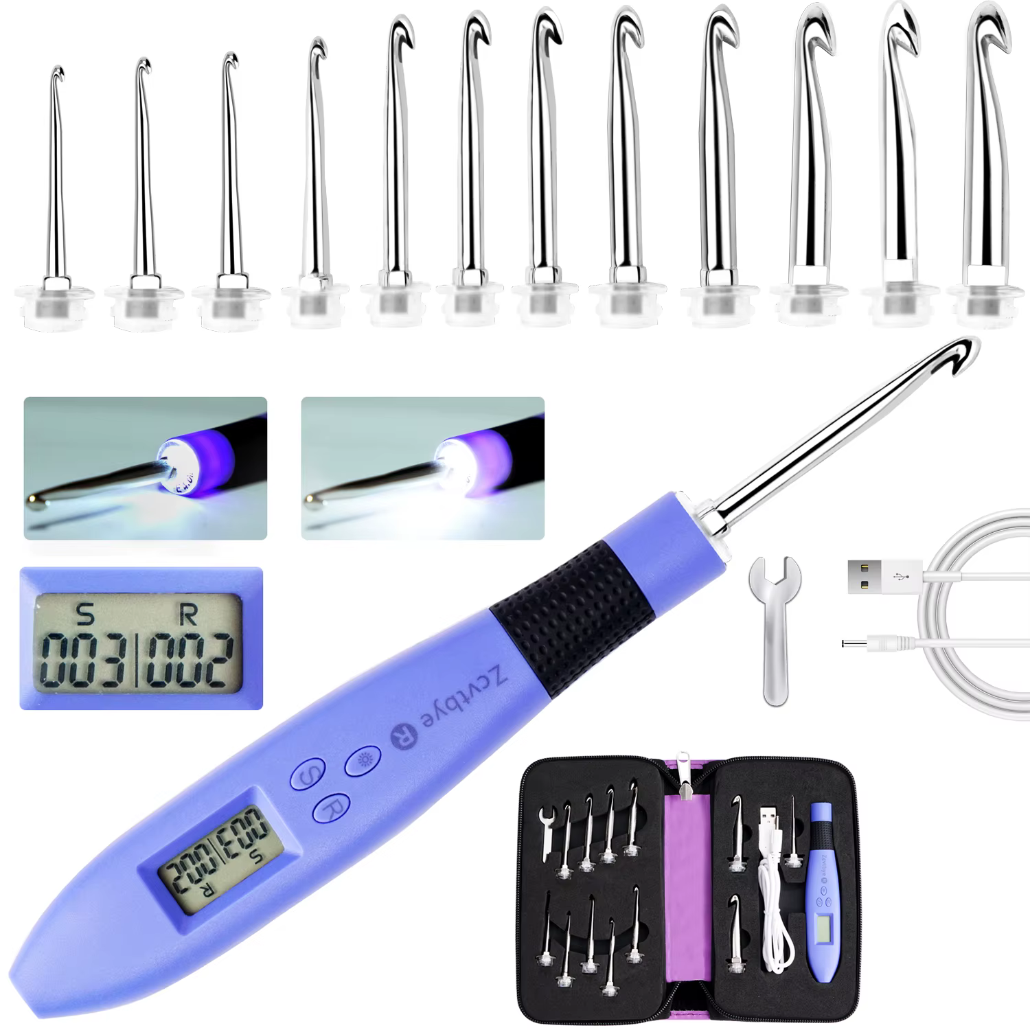 Lighted Crochet Hook Set