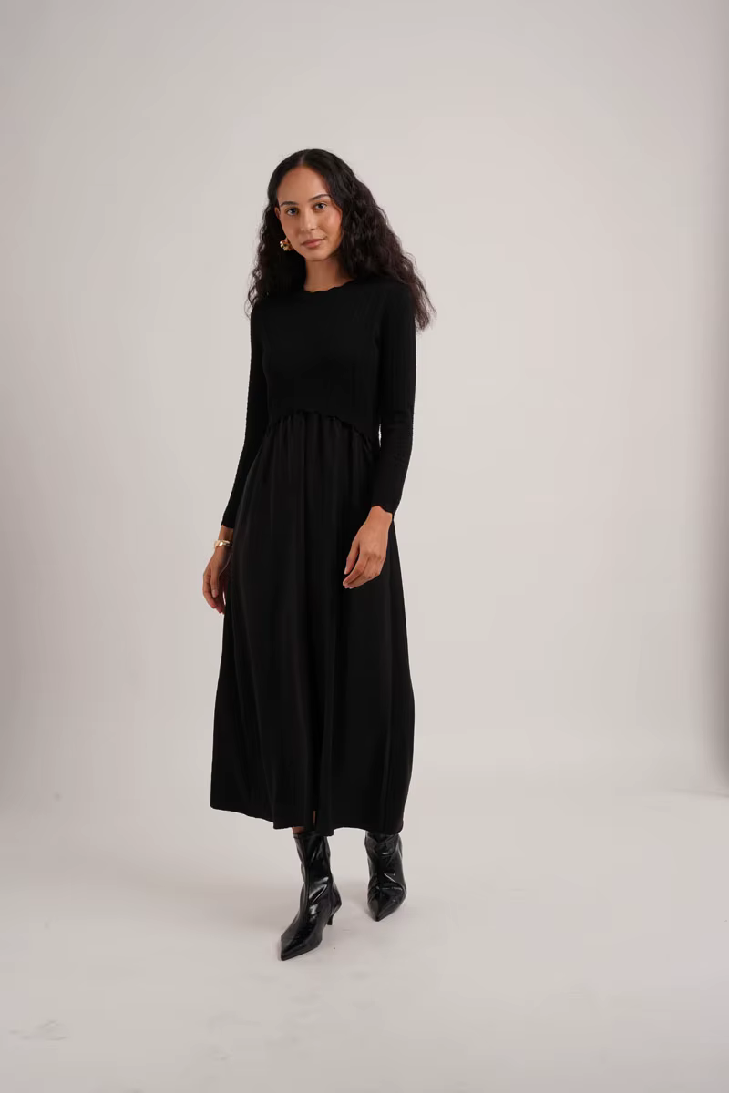 Knitted Satin Maxi Dress – Burgundy — image 5