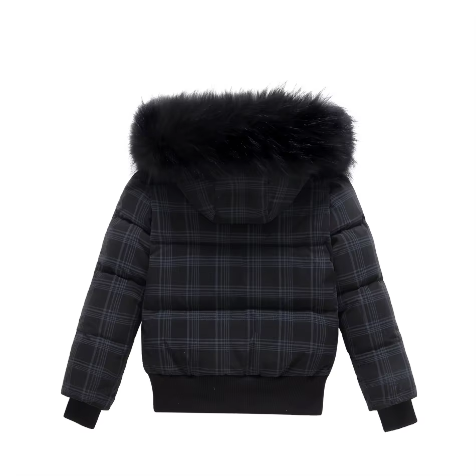 Black Plaid Down Coat — image 2