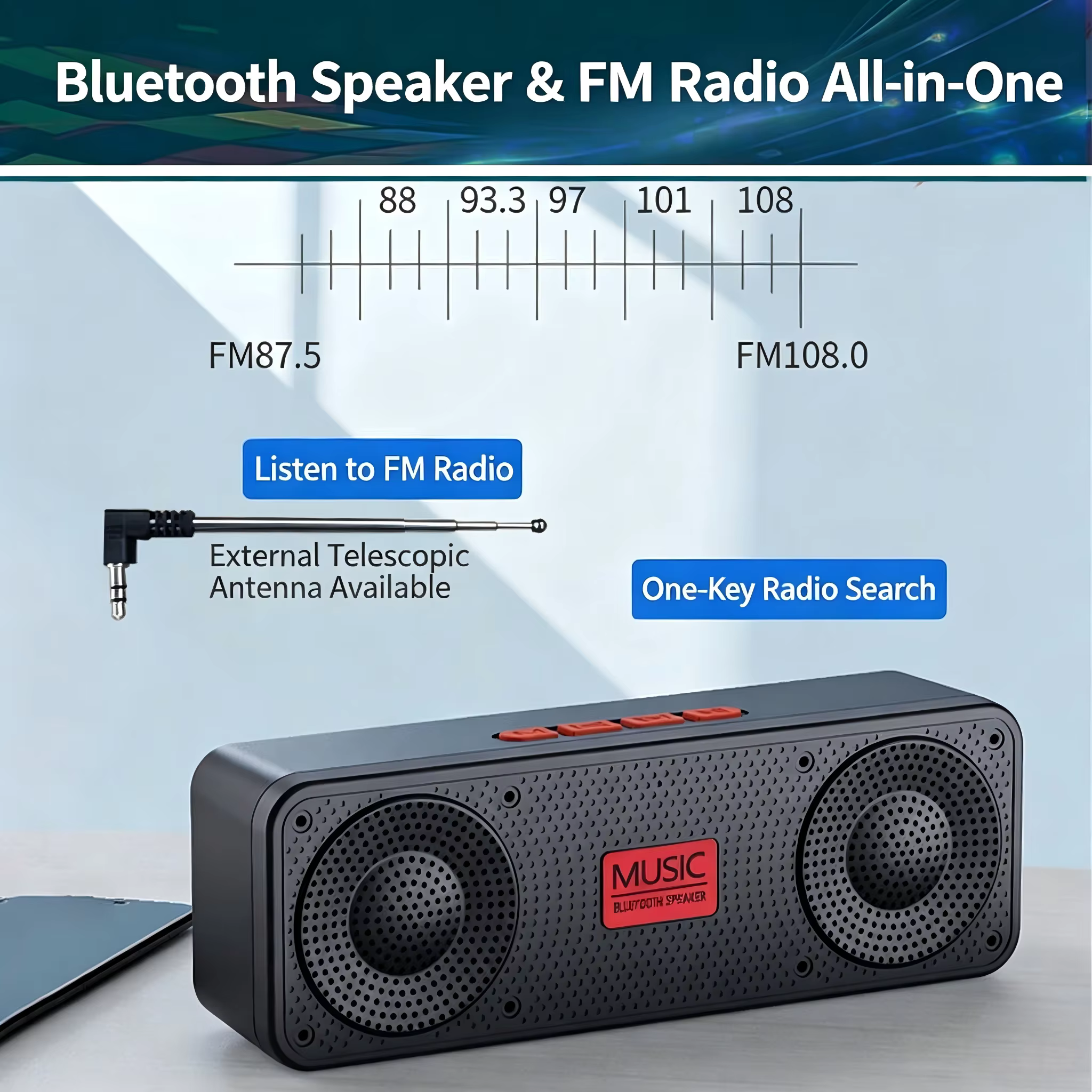 S18 Mini Speaker with Radio – Blue — image 6